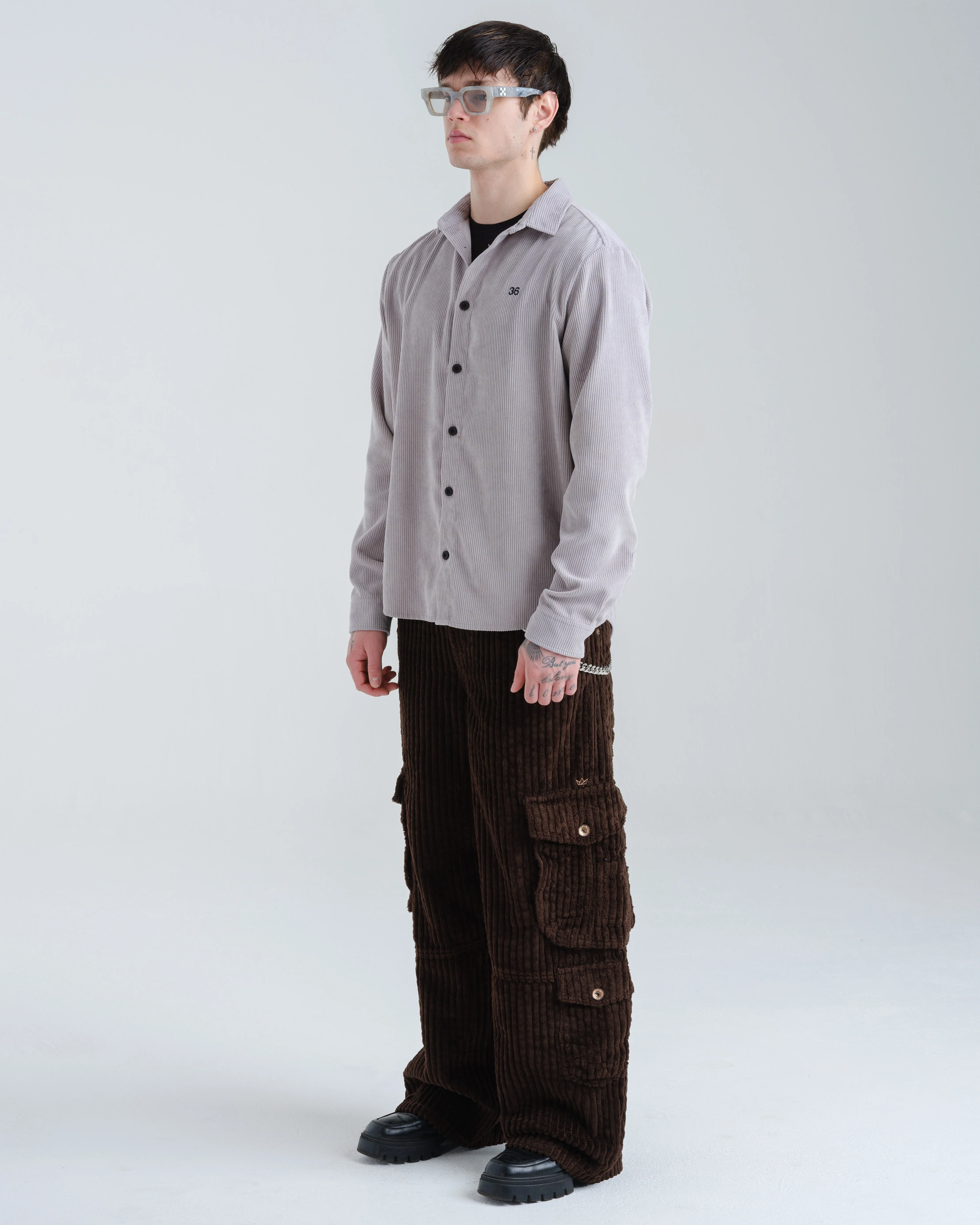 Quad Cargo. 23". 2 Wale Corduroy. Java Brown. - Image 3